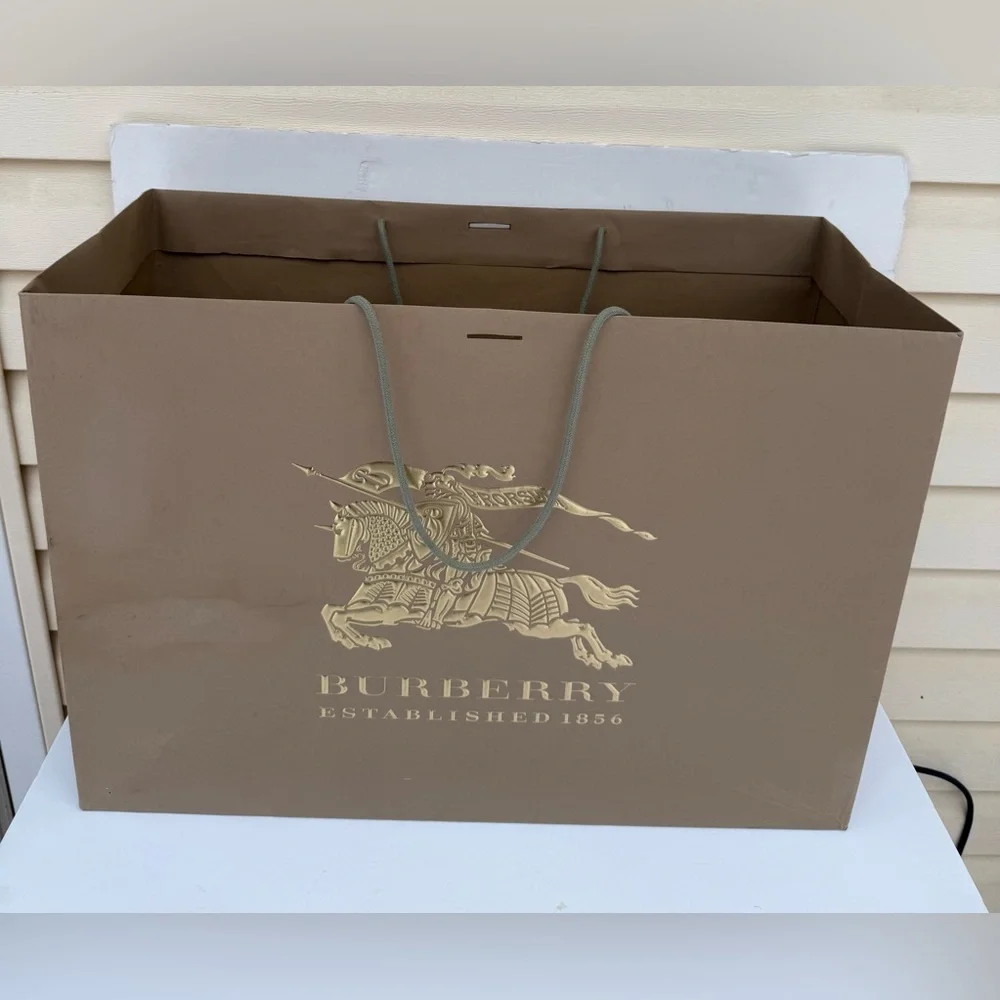 Large Authentic Burberry Prorsum Gold Foil Paper Shopping Bag 24.75”x17.75x10.5”